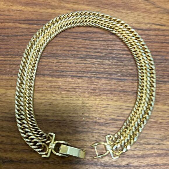 Vintage Signed Sperry Chunky Curb Chain Goldtone Choker Necklace. Circa 1950’s. - Picture 5 of 6